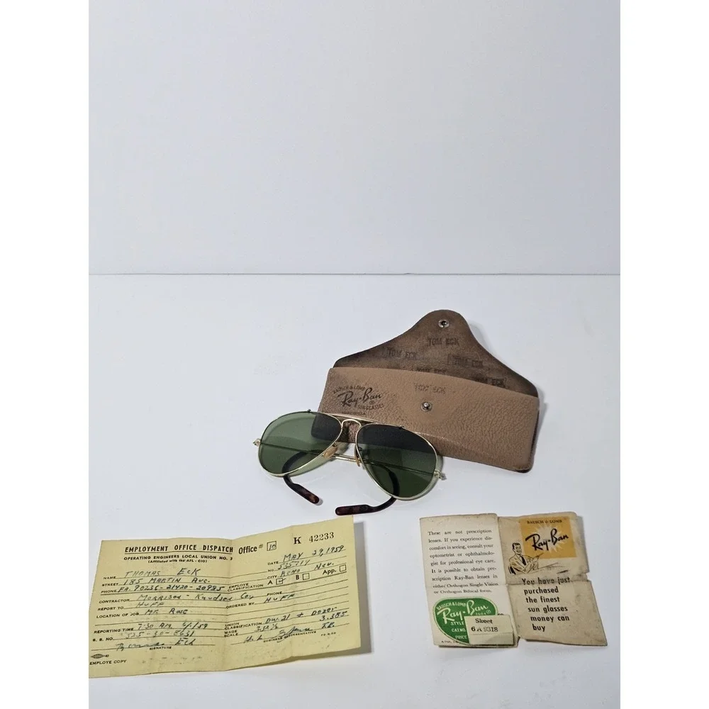 1959 Vtg B&L Ray Ban Outdoorsman Sunglasses 58mm G15 Case Paperwork Provenance